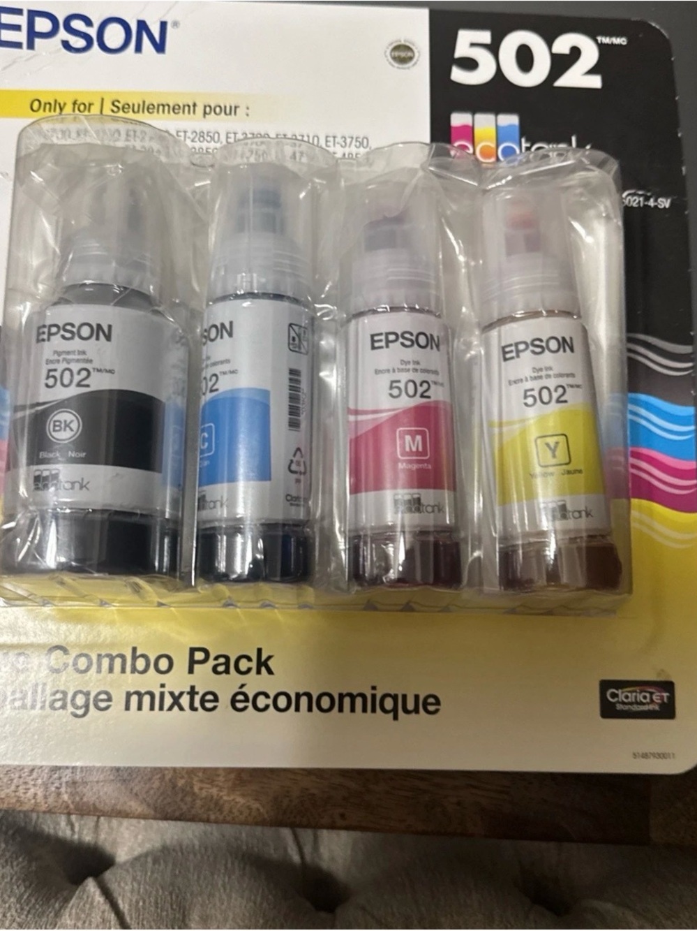 Epson 502 Ink Bottles - Black, Cyan, Magenta, Yellow